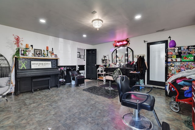 interior space with visible vents and recessed lighting