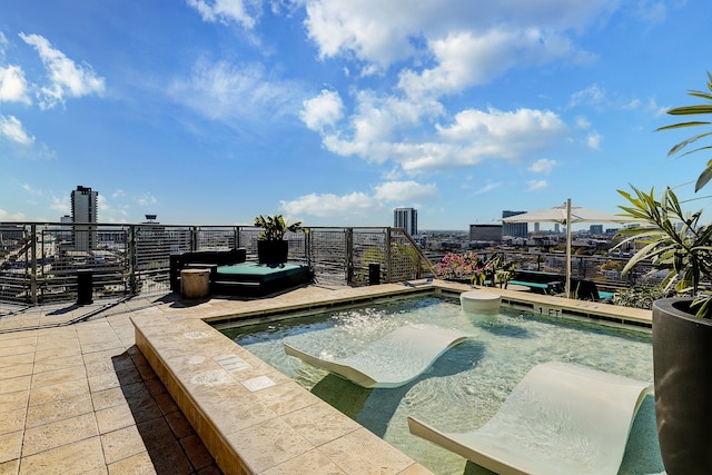view of swimming pool with a jacuzzi
