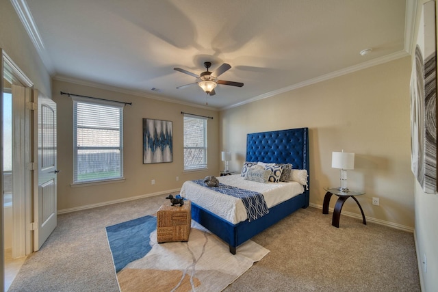6303 Wood Creek Ln, League City, TX 77573 - carpeted bedroom with ornamental molding, baseboards, and visible vents