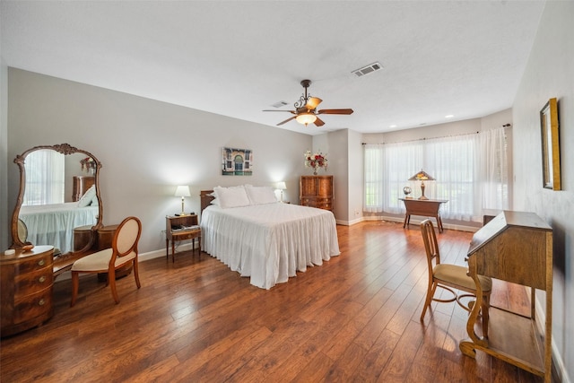 14832 Oak Shores Dr, Willis, TX 77318 - bedroom featuring hardwood / wood-style floors, baseboards, and ceiling fan