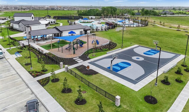 bird's eye view of a pool area
