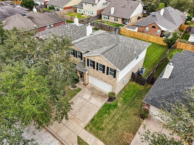 aerial view with a residential view