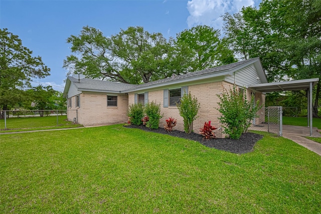 111 N 11th St, Highlands, TX 77562 - view of side of home with brick siding, a carport, and a shingled roof
