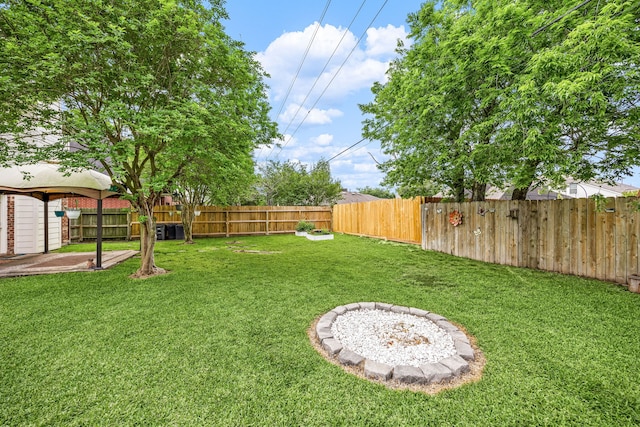 view of yard with a fenced backyard