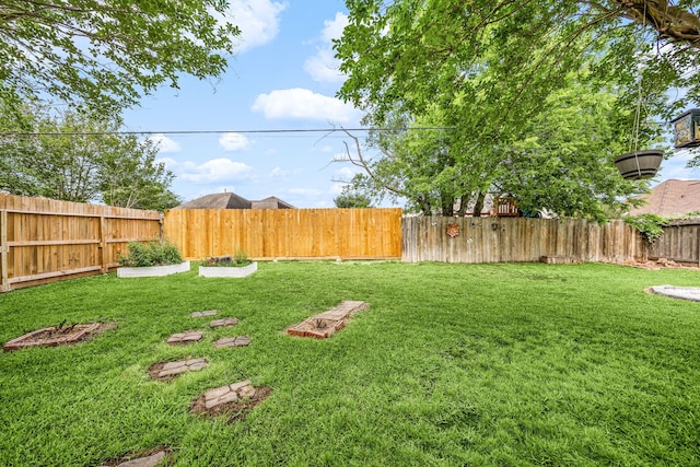 view of yard featuring a fenced backyard