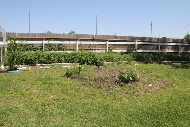 view of yard with a fenced backyard