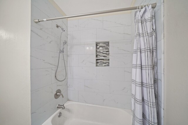 5307 Carew St, Houston, TX 77096 - full bathroom featuring shower / bathtub combination with curtain