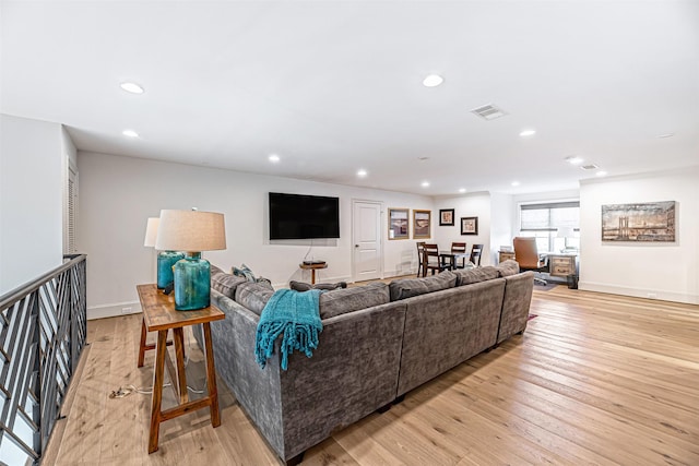 3028 Locke Ln, Houston, TX 77019 - living area with recessed lighting, light wood finished floors, and baseboards