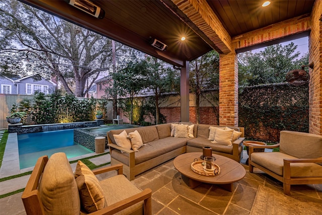 3028 Locke Ln, Houston, TX 77019 - fenced backyard with an outdoor living space and a patio