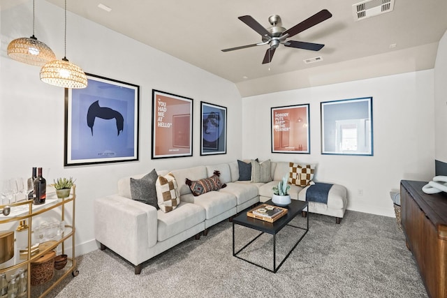 500 Dove Meadow Ln, Katy, TX 77493 - carpeted living room with ceiling fan and baseboards