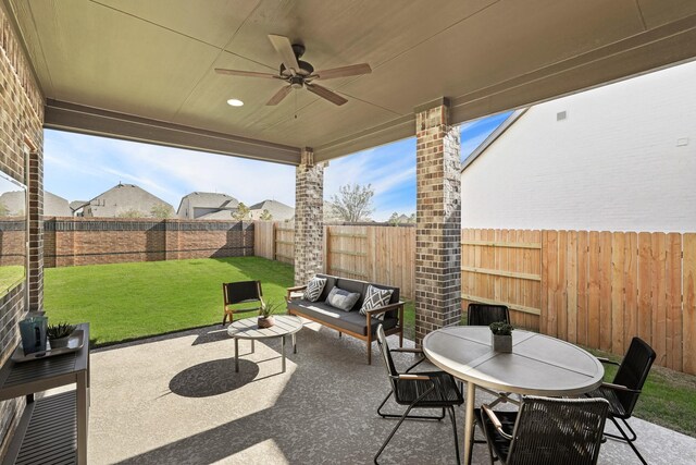 500 Dove Meadow Ln, Katy, TX 77493 - view of patio with ceiling fan and an outdoor hangout area
