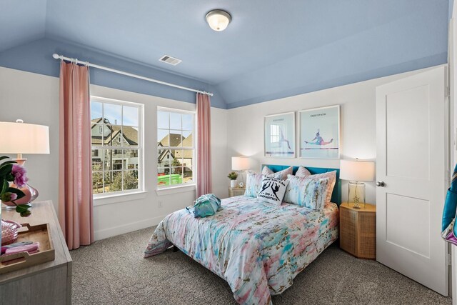 500 Dove Meadow Ln, Katy, TX 77493 - bedroom with vaulted ceiling, carpet flooring, and baseboards