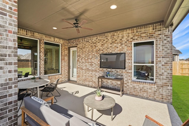 500 Dove Meadow Ln, Katy, TX 77493 - view of patio featuring ceiling fan and outdoor dining area