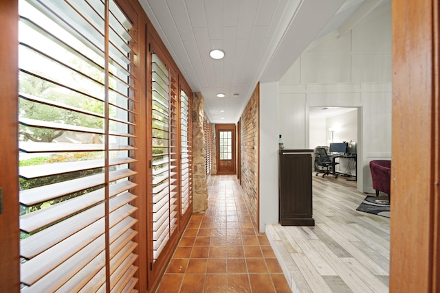 corridor with recessed lighting
