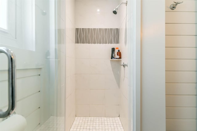 bathroom with a stall shower