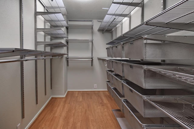 walk in closet featuring light wood-style flooring
