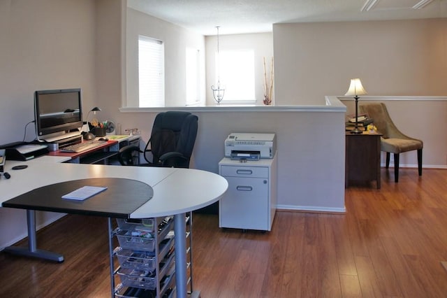 office space featuring wood finished floors