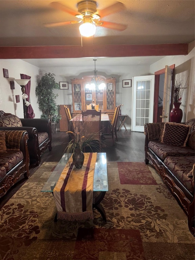 living room featuring ceiling fan
