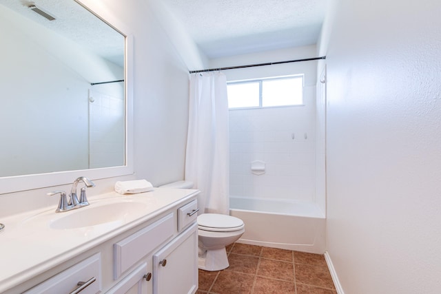 7215 Autumn Day Ct, Magnolia, TX 77354 - full bath with tile patterned flooring, visible vents, toilet, vanity, and shower / bath combo with shower curtain