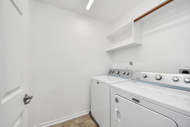 6 Whitekirk Pl, Magnolia, TX 77354 - laundry area featuring baseboards, washing machine and dryer, and laundry area