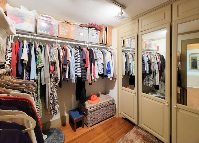 spacious closet featuring light wood finished floors
