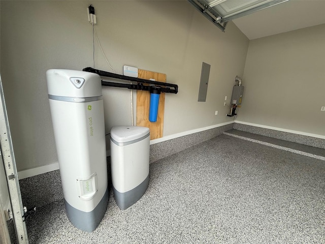 utilities with water heater and electric panel