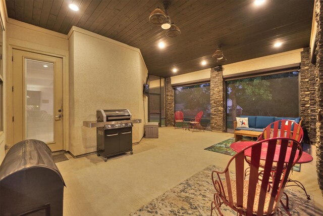 12122 Hawthorne Dr, Montgomery, TX 77356 - carpeted home theater with wood ceiling and recessed lighting