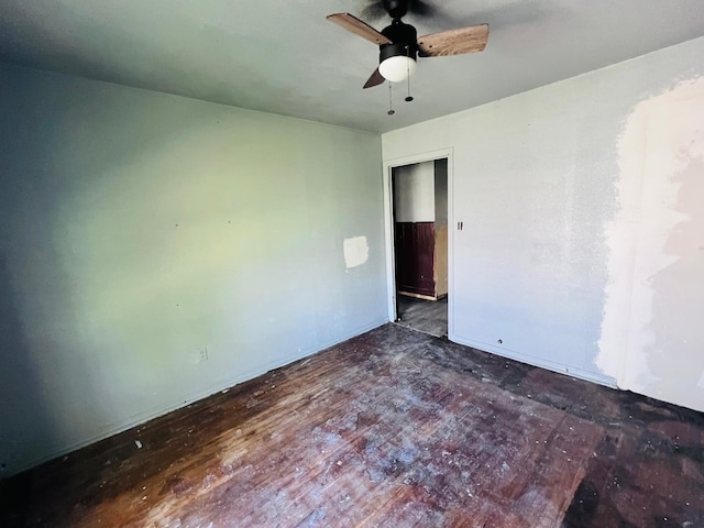 7413 W Knoll St, Houston, TX 77028 - unfurnished room with ceiling fan, wood finished floors, and baseboards
