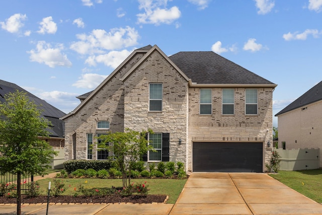 17583 Harpers Way, Conroe, TX 77385 - view of front of home featuring brick siding, driveway, a garage, and fence