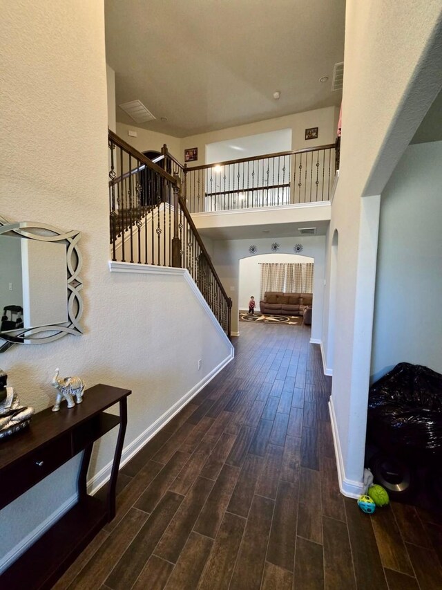 19003 Bene Vista Dr, Houston, TX 77084 - stairs featuring wood finished floors and baseboards