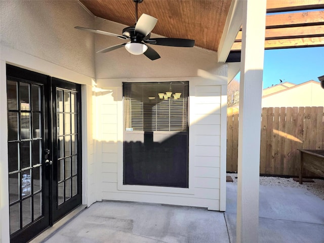 12325 Ridgeside Dr, Houston, TX 77072 - view of patio / terrace with french doors and a ceiling fan