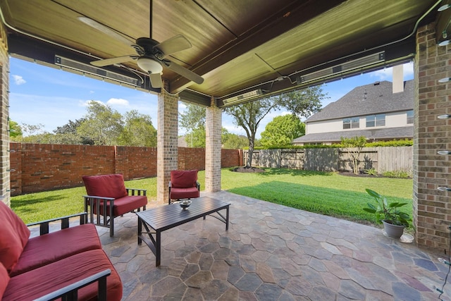3203 Round Meadow Ln, Missouri City, TX 77459 - view of patio with a fenced backyard and a ceiling fan