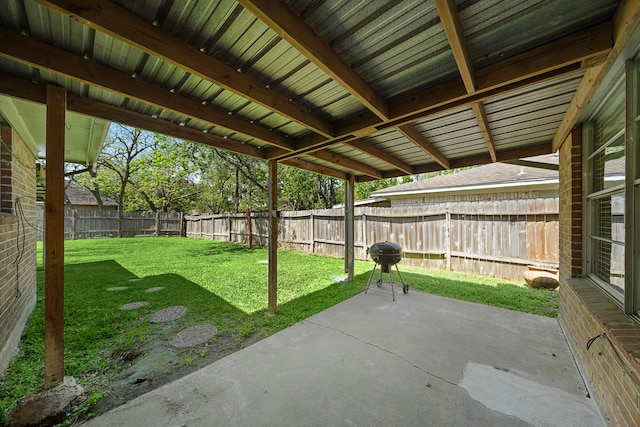 exterior space featuring a patio area and a fenced backyard
