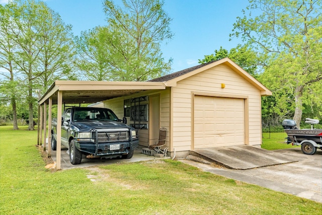 garage featuring concrete driveway