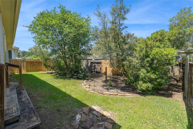 view of yard with a fenced backyard