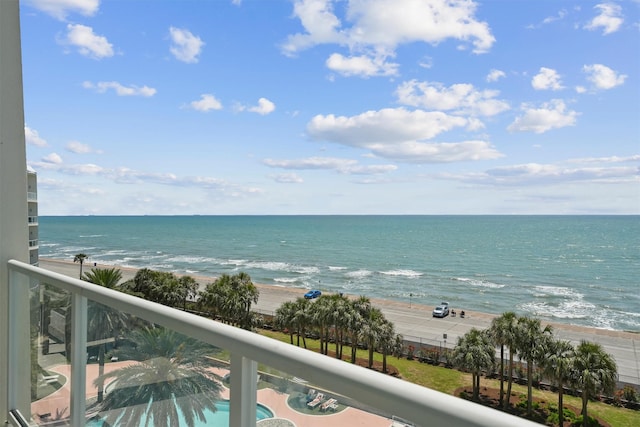 view of water feature featuring a beach view