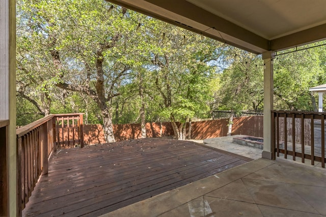 315 Prato Brezza, San Antonio, TX 78253 - deck featuring a fenced backyard, a fire pit, and a patio