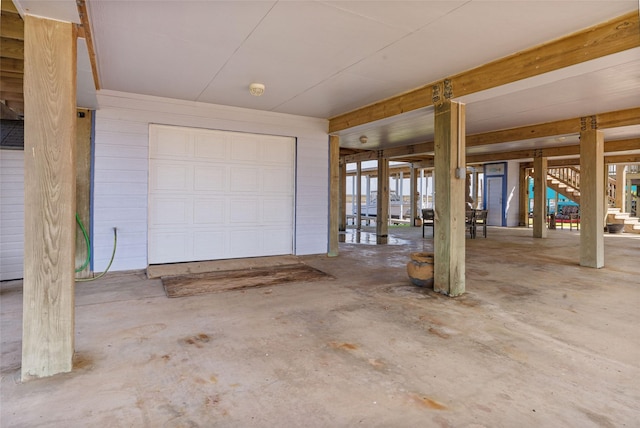 interior space with wooden walls