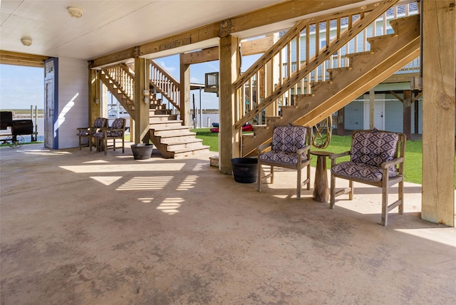 view of patio featuring stairs