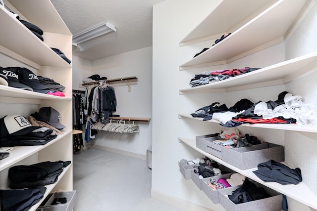 spacious closet with carpet flooring