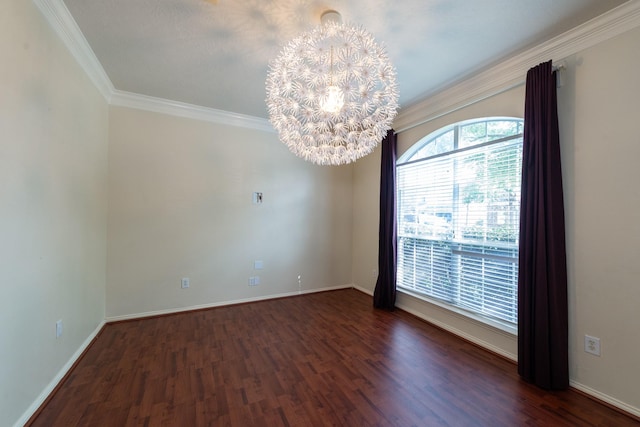 24807 Mason Trail Dr, Katy, TX 77493 - empty room featuring wood finished floors, a notable chandelier, ornamental molding, and baseboards
