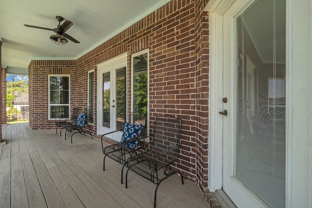 2906 Penninsula Pt, Montgomery, TX 77356 - wooden deck featuring french doors and ceiling fan