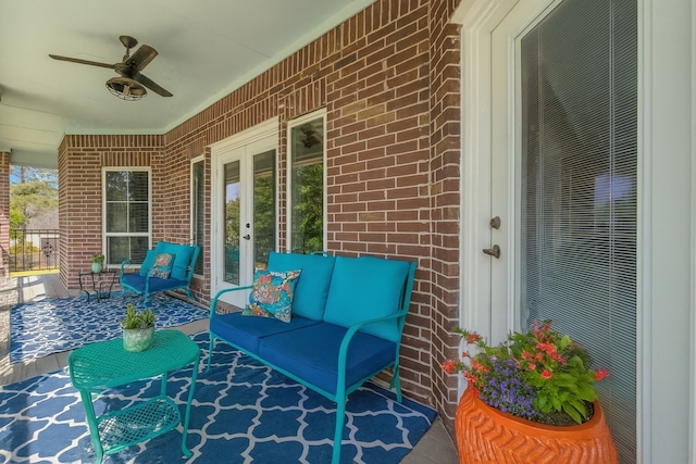 2906 Penninsula Pt, Montgomery, TX 77356 - view of patio / terrace featuring french doors and a ceiling fan