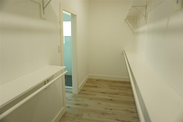 walk in closet featuring light wood-type flooring