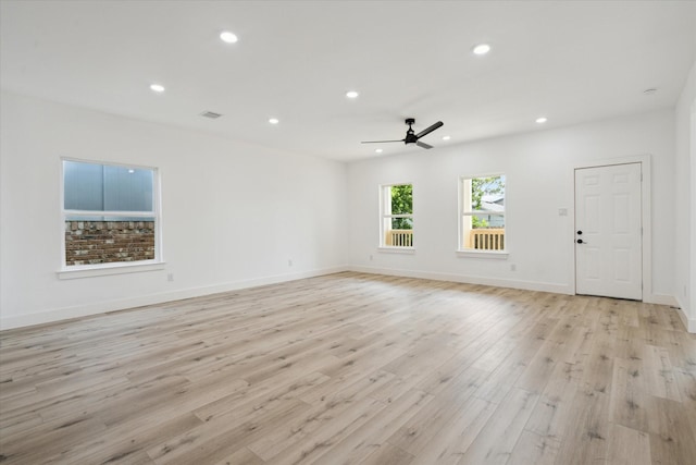 6319 Ivyknoll Dr, Houston, TX 77035 - spare room with recessed lighting, light wood-type flooring, a ceiling fan, and baseboards
