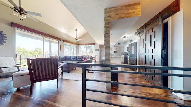 12500 Melville Dr Unit 211, Montgomery, TX 77356 - interior space featuring ceiling fan and lofted ceiling