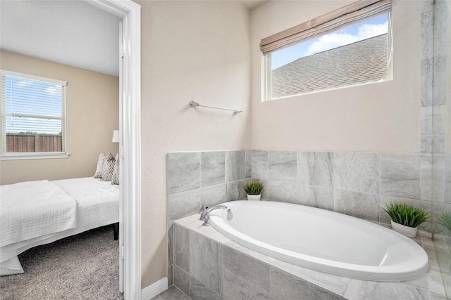 bathroom with a garden tub