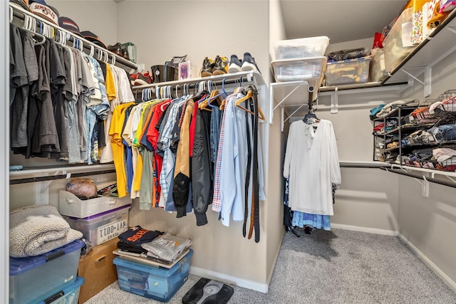 spacious closet with carpet flooring