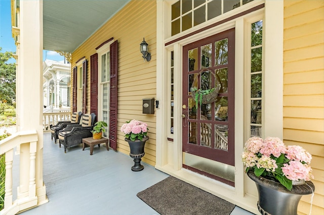 property entrance with a porch