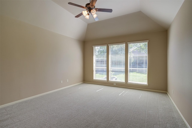 6103 Silver Thistle Ln, Fulshear, TX 77441 - unfurnished room featuring light colored carpet, a ceiling fan, and lofted ceiling
